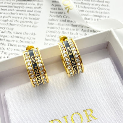 CD 26S CRYSTAL LOGO HOOP EARRINGS IN GOLD METAL 631771