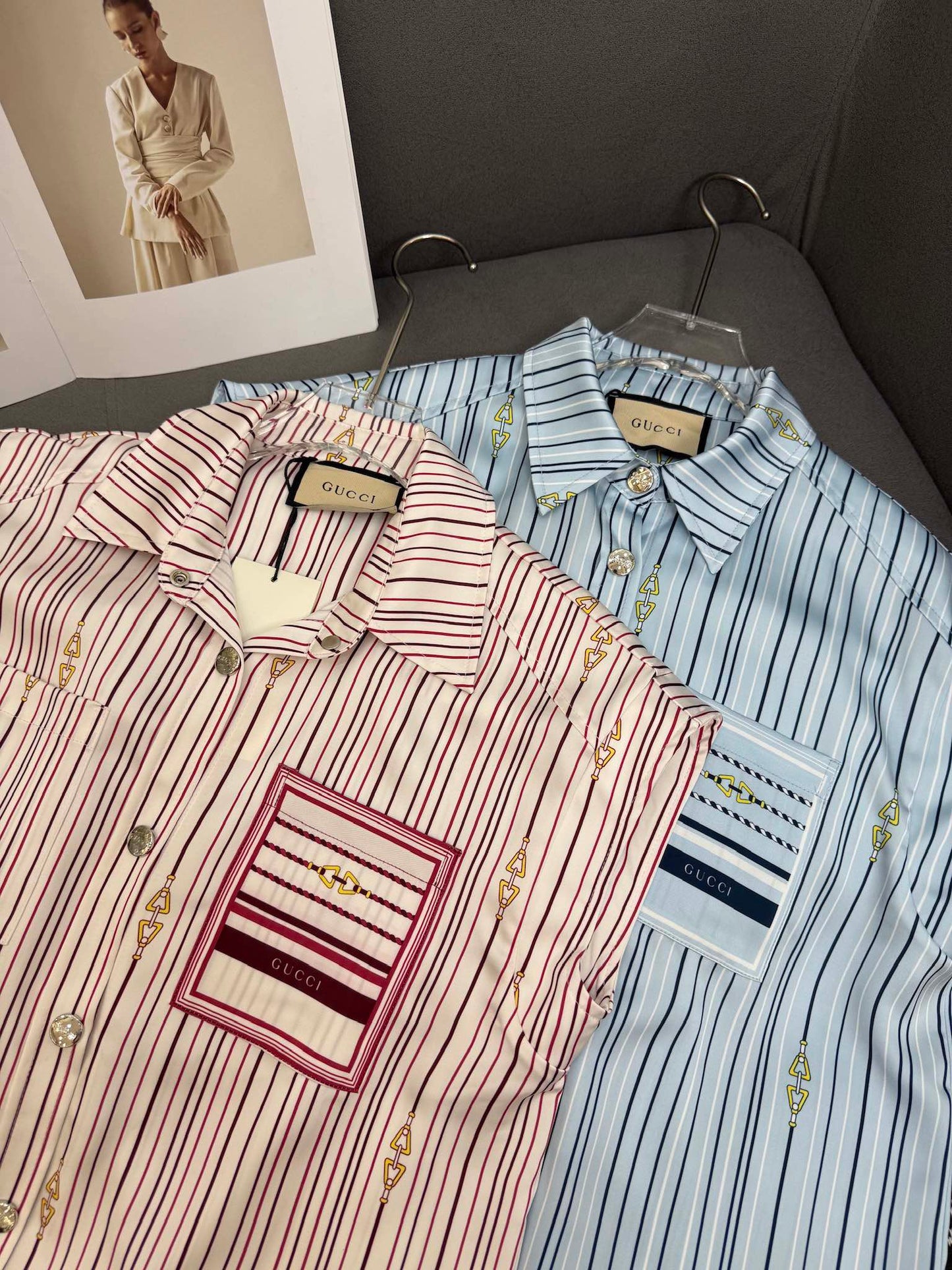 GUCC SHIRT JACKET AND SHORTS SET 25S IN ACETATE 266681