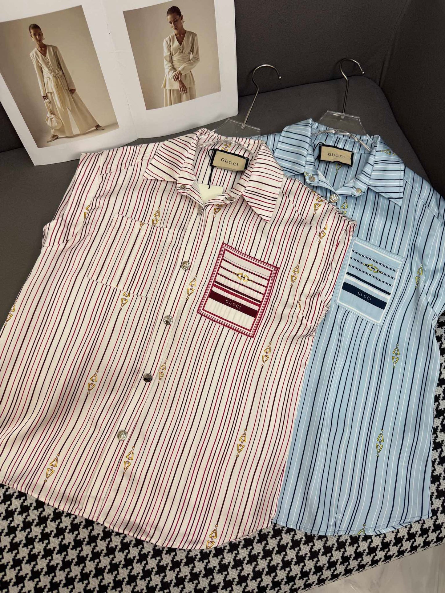 GUCC SHIRT JACKET AND SHORTS SET 25S IN ACETATE 266681