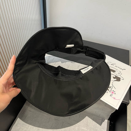 WIDE BRIM HALF HEAD HAT MODEL 650342 IN BLACK PLEATED SATIN