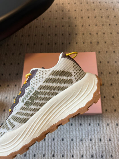 MIUMIU 26S SNEAKERS IN IVY GREEN TECHNICAL FABRIC
