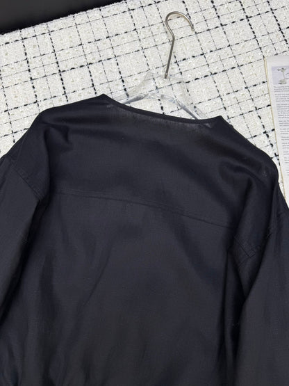 PRADA 25S LIGHTWEIGHT ROUND-NECK LINEN JACKET 368