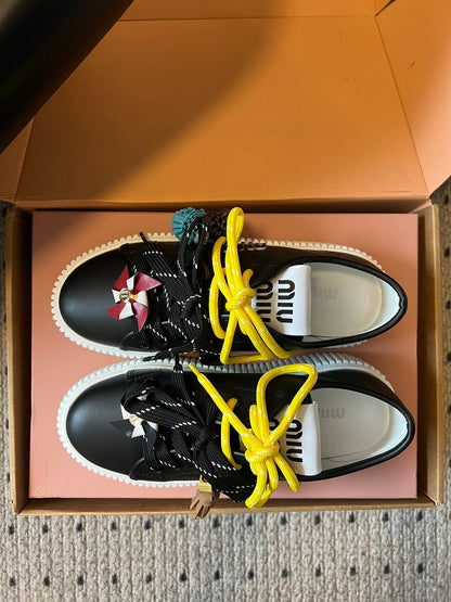 MIUMIU 26S SNEAKERS 50MM IN BLACK CALFSKIN
