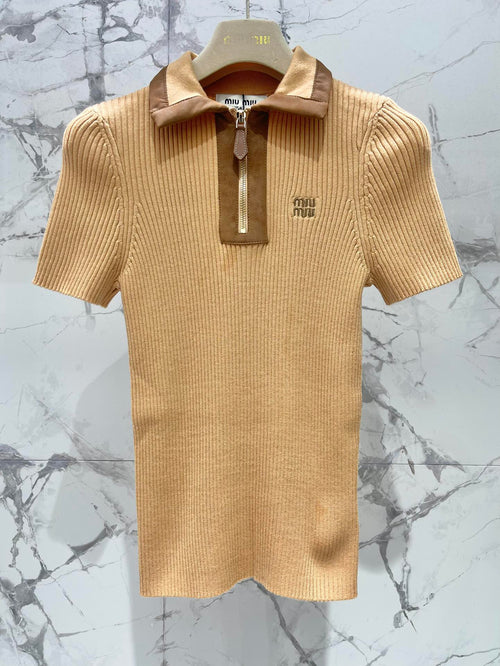 MIUMIU SHORT-SLEEVE KNIT TOP STYLE 263