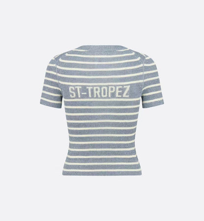 DIOR 26S STRIPED SHORT-SLEEVE KNIT SWEATER 1075