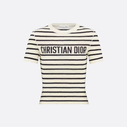 DIOR 26S STRIPED SHORT-SLEEVE KNIT SWEATER 1076