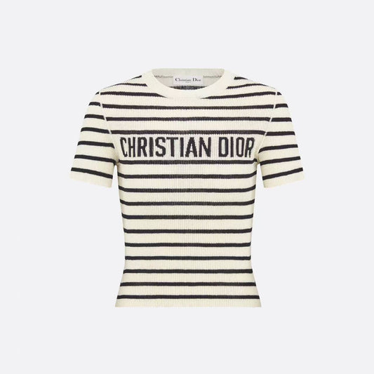 DIOR 26S STRIPED SHORT-SLEEVE KNIT SWEATER 1076