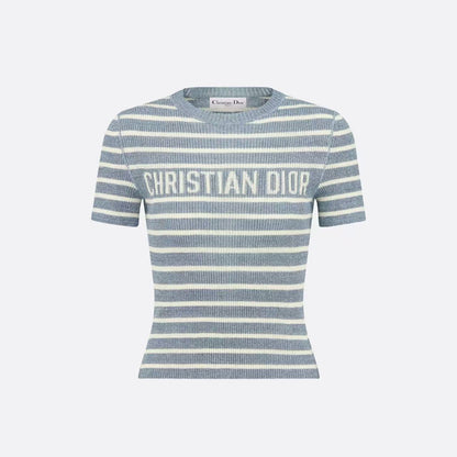 DIOR 26S STRIPED SHORT-SLEEVE KNIT SWEATER 1075
