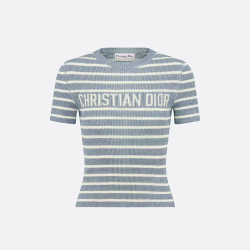 DIOR 26S STRIPED SHORT-SLEEVE KNIT SWEATER 1075