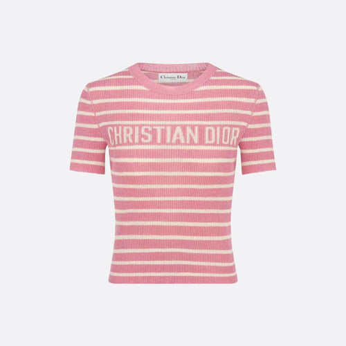 DIOR 26S STRIPED SHORT-SLEEVE KNIT SWEATER 1077