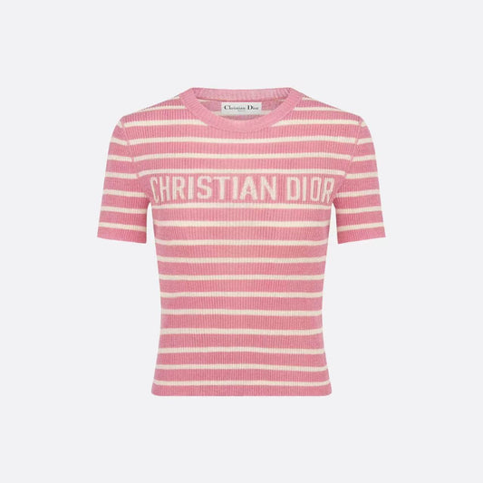 DIOR 26S STRIPED SHORT-SLEEVE KNIT SWEATER 1077