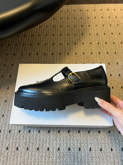 CELINE 26S MARY JANE SHOES 40 MM IN BLACK CALFSKIN
