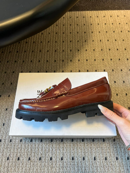 CELINE 26S LOAFER IN WINE RED CALFSKIN