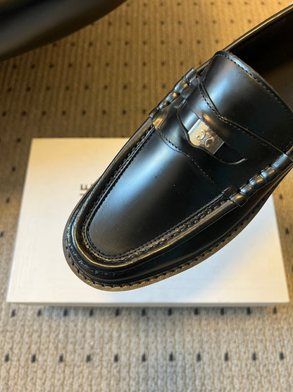CELINE 26S LOAFER IN BLACK CALFSKIN WITH SILVER HARDWARE