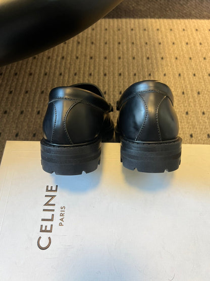 CELINE 26S LOAFER IN BLACK CALFSKIN WITH GOLD HARDWARE