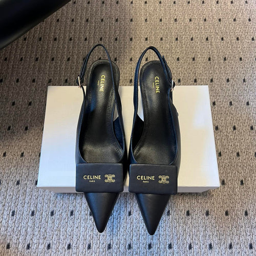 CELINE 26S HIGH-HEEL SLINGBACK 45 MM IN BLACK CALFSKIN