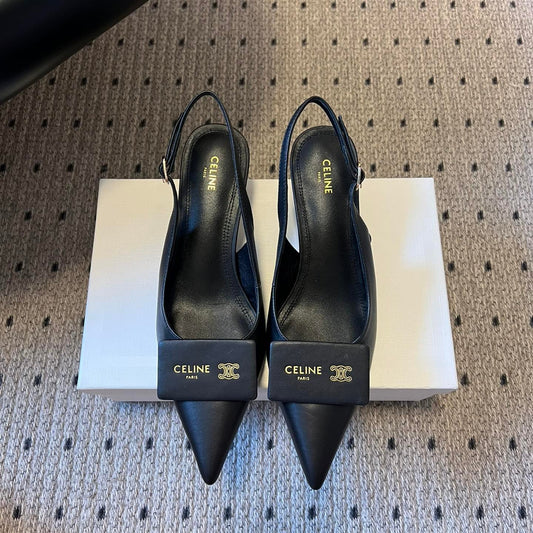 CELINE 26S HIGH-HEEL SLINGBACK 45 MM IN BLACK CALFSKIN