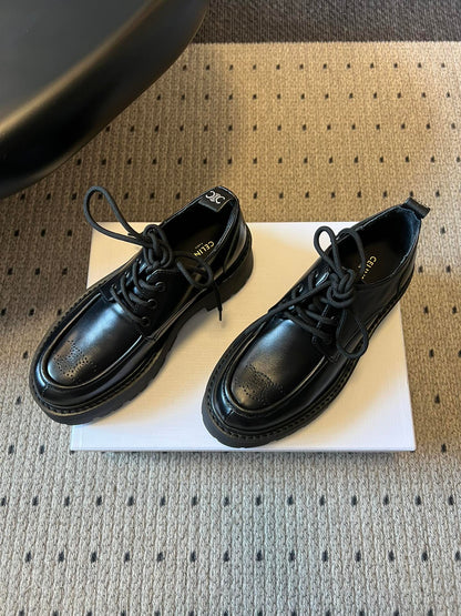 CELINE 26S LACE-UP LOAFERS IN BLACK CALFSKIN