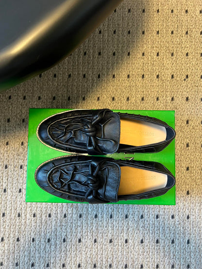 BOTTEGA VENETA 26S LOAFERS IN BLACK LAMBSKIN