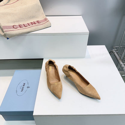 PRADA 26S PUMPS 55MM IN LIGHT BROWN SUEDE