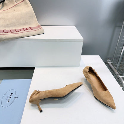 PRADA 26S PUMPS 55MM IN LIGHT BROWN SUEDE