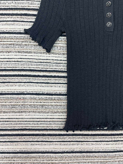 CHANEL 26S SHORT-SLEEVE POLO KNIT TOP 912