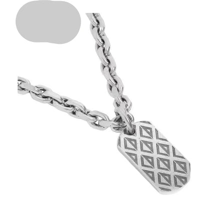 CD 26S DIOR OBLIQUE ENGRAVED TAG PENDANT NECKLACE IN SILVER METAL