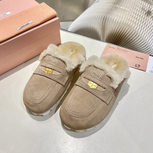 MULES SLIPPERS SHEEPWOOL SUEDE GREY