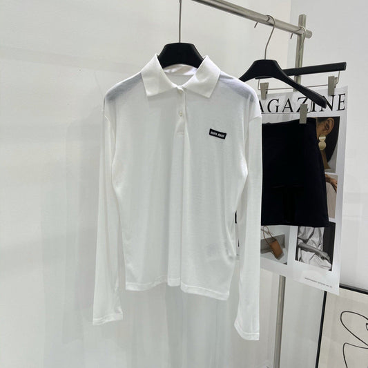 MIUMIU RIBBED JERSEY POLO SHIRT 187376