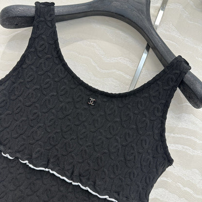 Coco Double C Jacquard Logo Classic One-piece Swimsuit