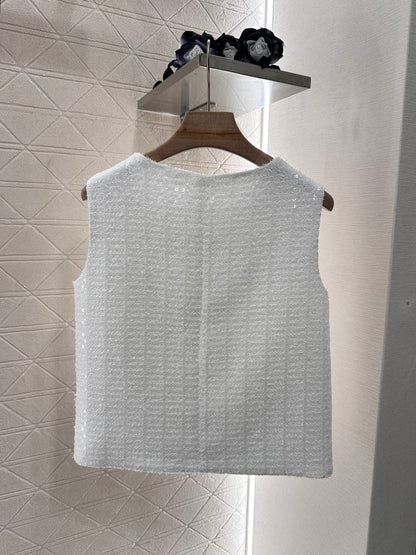 CC READY-TO-WEAR – WHITE TWEED VEST