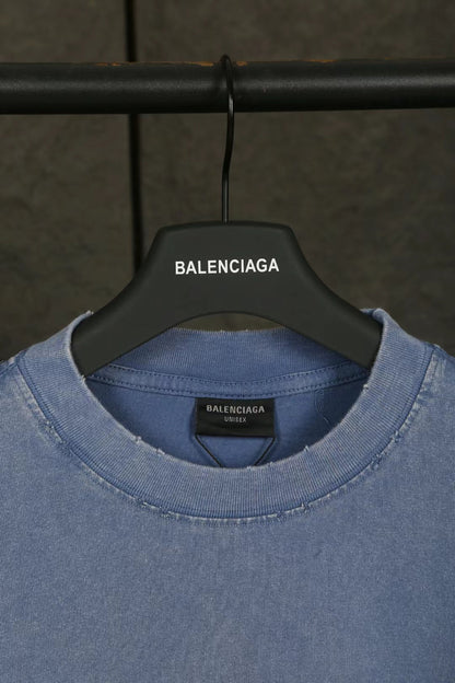 Balen Vintage Logo Blue Jersey T-Shirt