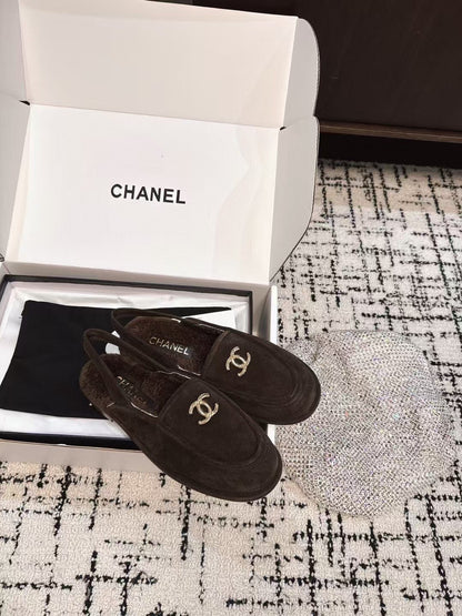 SLINGBACK LOAFER IN BROWN SUEDE AND SHEARLING