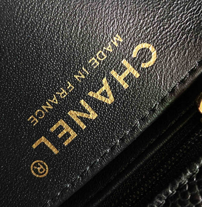 MINI RECTANGLE FLAP BAG 20CM BLACK CAVIAR GOLD HARDWARE