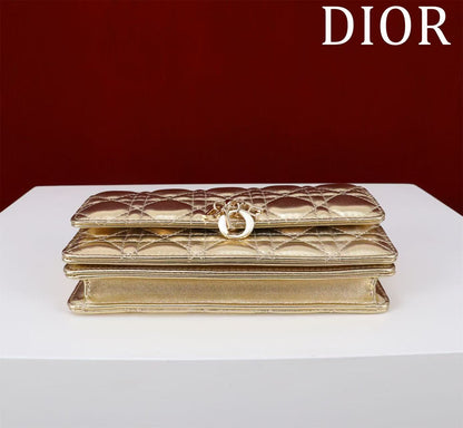 CD BAG 21 IN GOLD CALFSKIN WITH GOLD HARDWARE