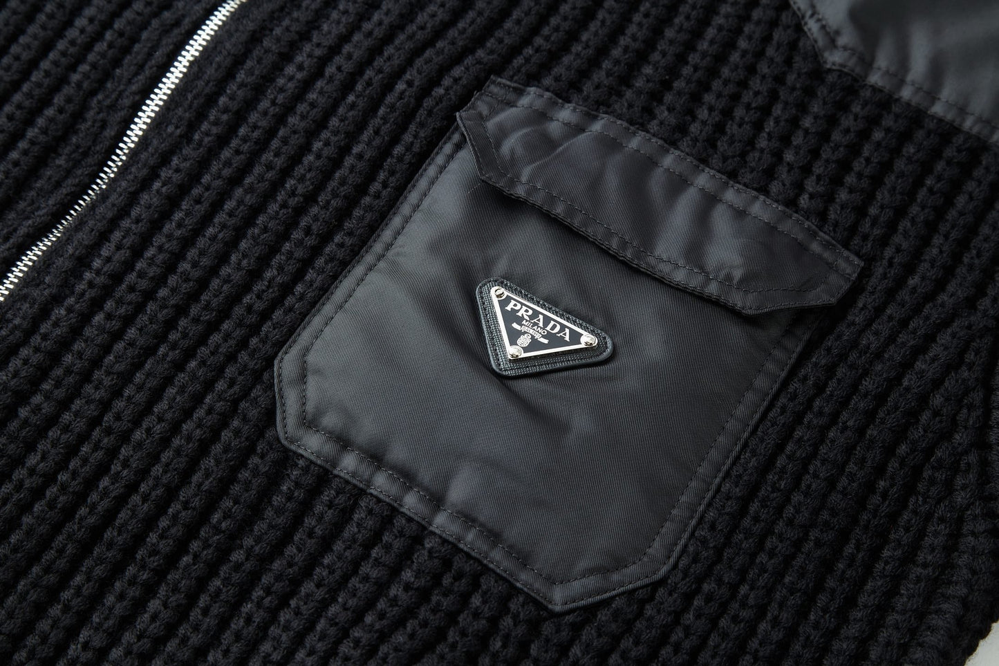 PRADA ZIP-UP IN BLACK WOOL