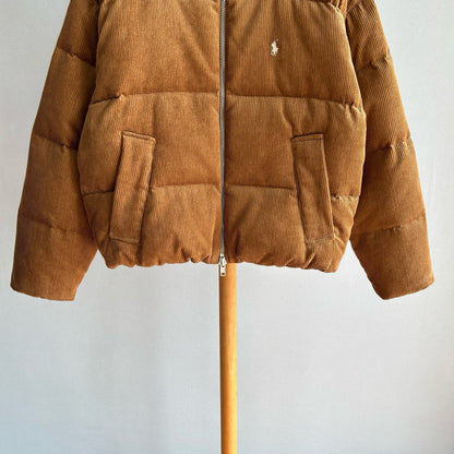 RALPH LAUREN CORDUROY DOWN JACKET IN TAN BROWN
