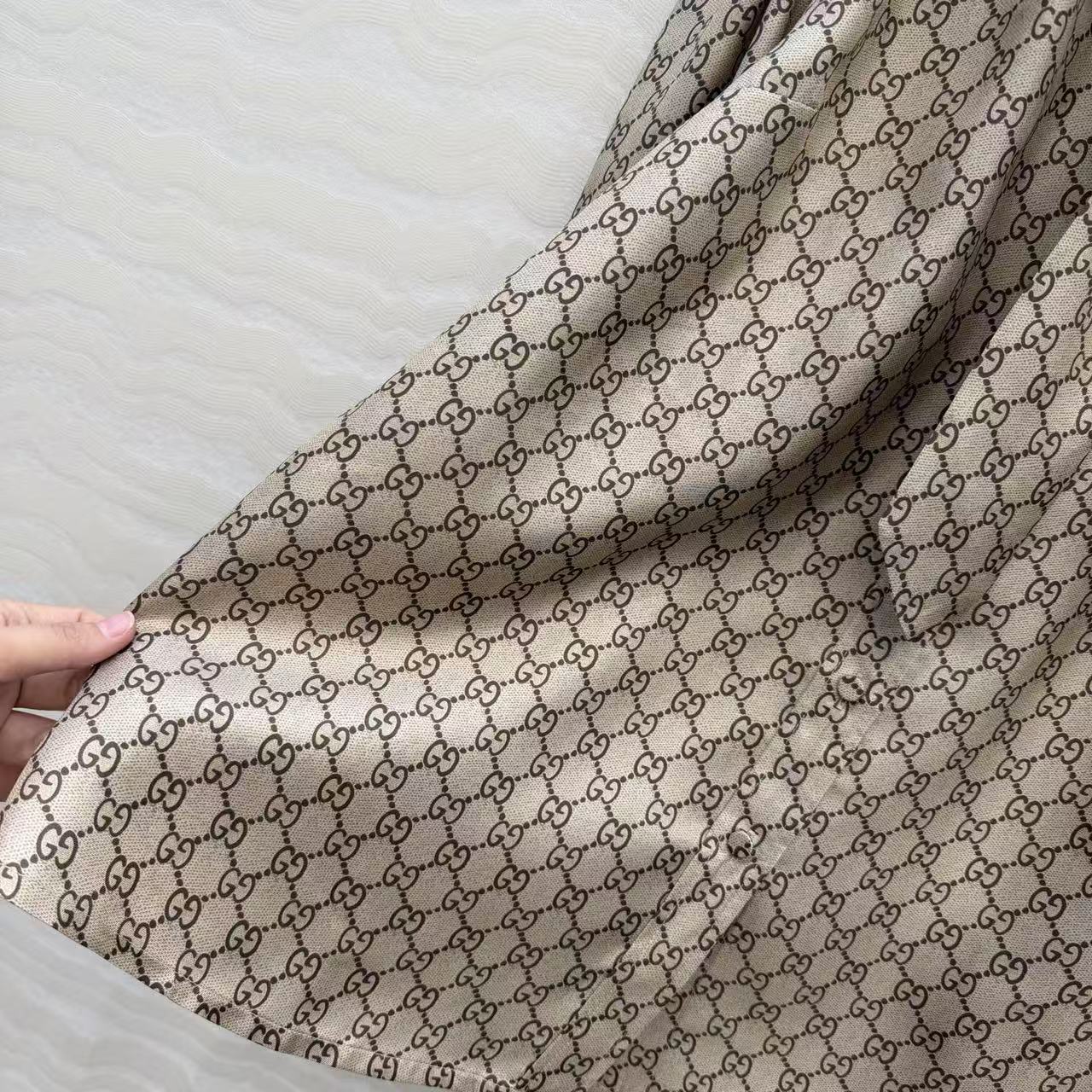 GG SHIRT IN BEIGE MIX BROWN