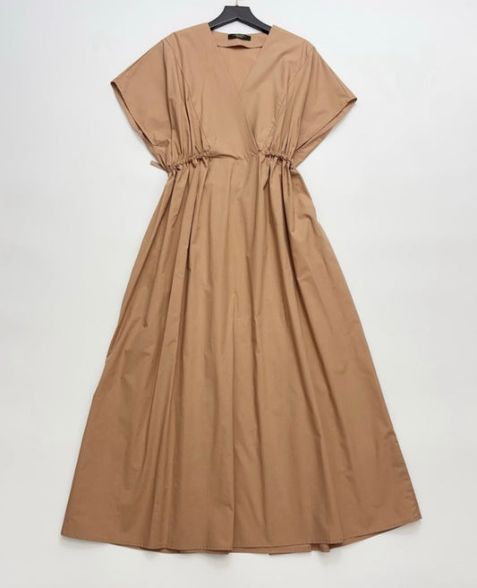 MAX MARA 25S V-NECK SHORT-SLEEVE RAGLAN DRESS 113