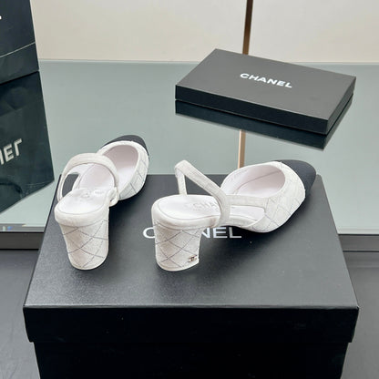 CC SLINGBACK 25S 65 MM IN WHITE SUEDE AND CRYSTALS