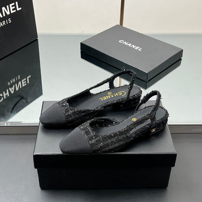 CC SLINGBACK 25S IN BLACK FABRIC AND TWEED SEQUINED
