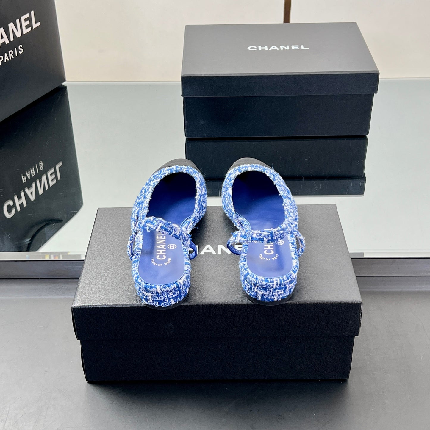 CC SLINGBACK 25S 25 MM IN COBALT BLUE TWEED