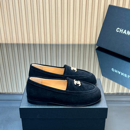 CHANEL 25S TEDDY LOAFER 15MM IN BLACK SUEDE
