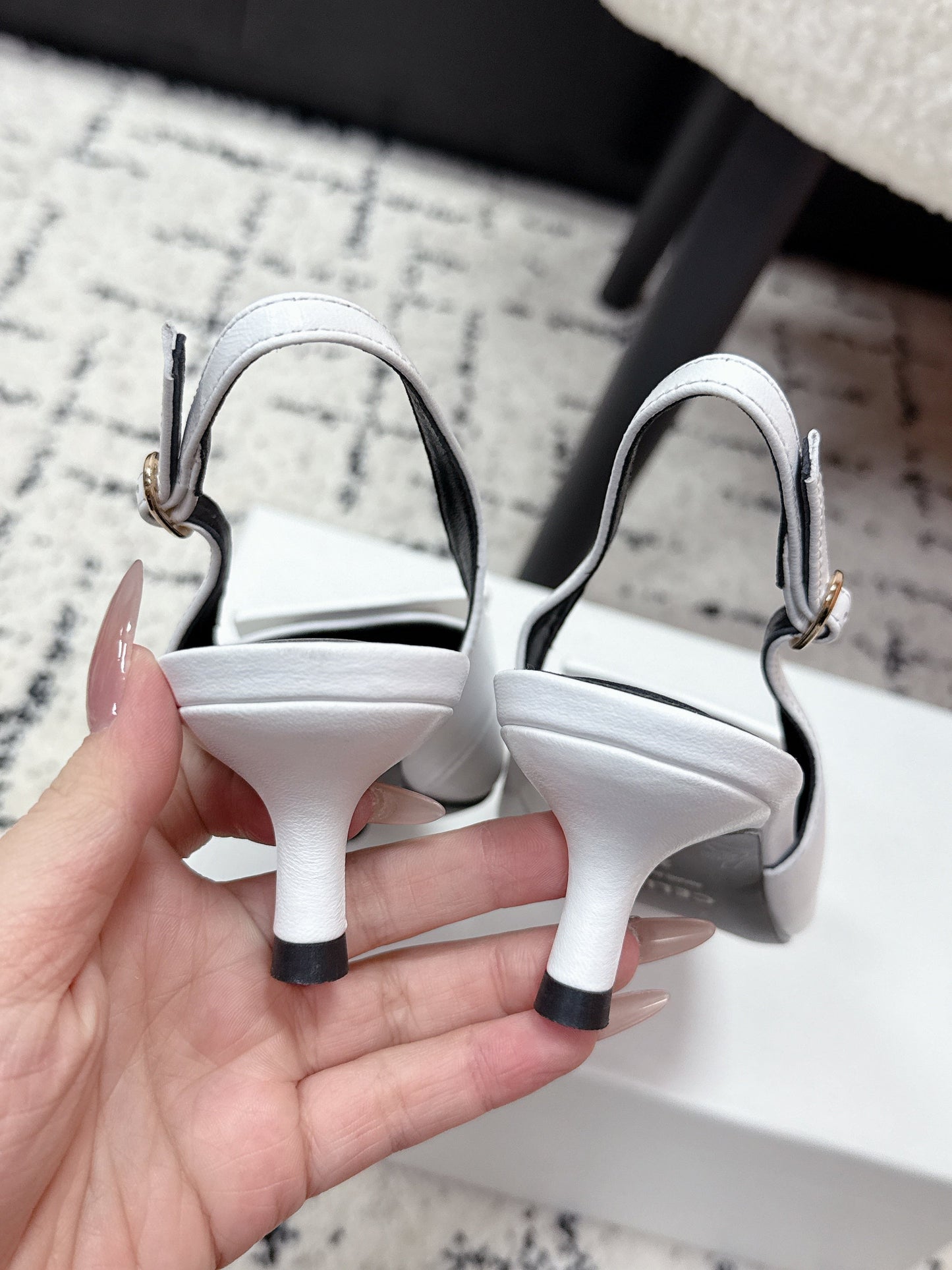 CELINE 26S HIGH-HEEL SLINGBACK 35 MM IN WHITE CALFSKIN