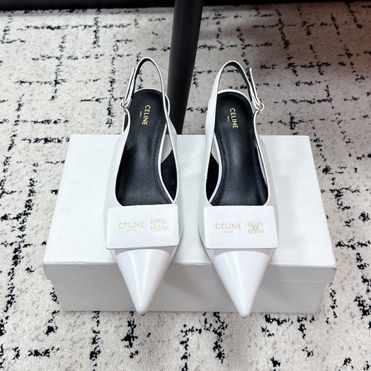 CELINE 26S HIGH-HEEL SLINGBACK 35 MM IN WHITE CALFSKIN