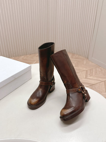 CHLOÉ 26S BOOTS 45 MM IN BROWN CALFSKIN