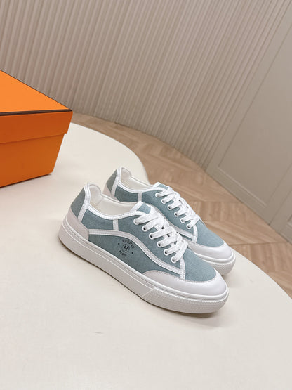 HM 25S SNEAKER LOW SPORTS IN BLUE DENIM MIX WHITE LAMBSKIN
