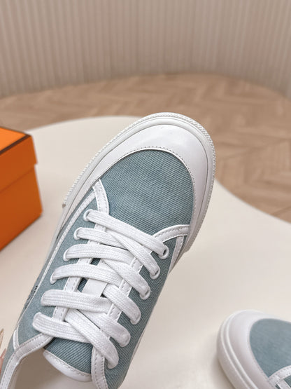 HM 25S SNEAKER LOW SPORTS IN BLUE DENIM MIX WHITE LAMBSKIN