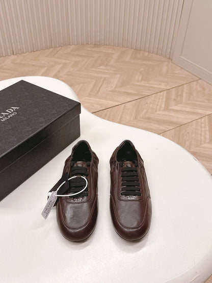 PRADA 26S MARY JANE SHOES IN DARK BROWN CALFSKIN