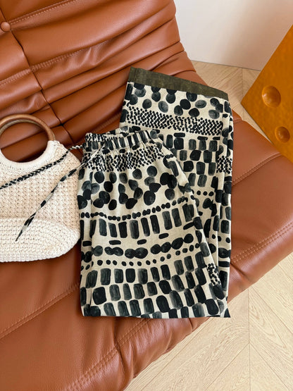 LINEN 25S PRINTED PANTS 265699